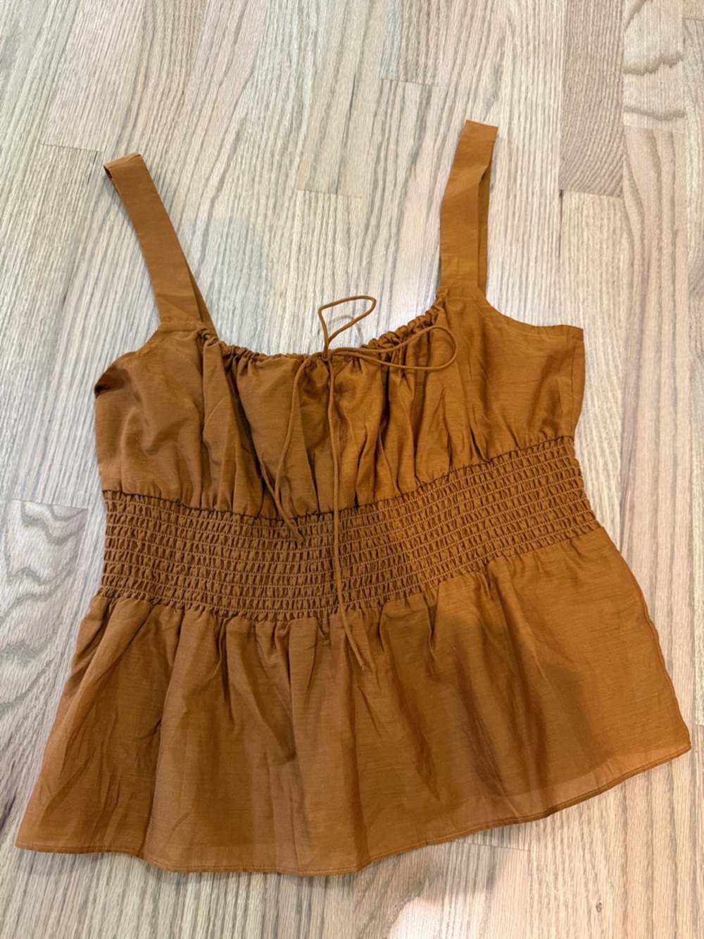 J crew Women’s Rust Brown Smocked Waist Tank Top, size M
